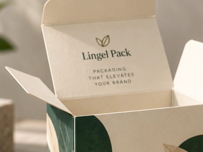 Custom printed folding carton with botanical design and open box structure