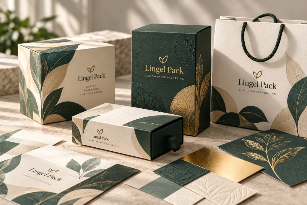 Custom packaging with printing, gold foil, embossing and premium surface finishes
