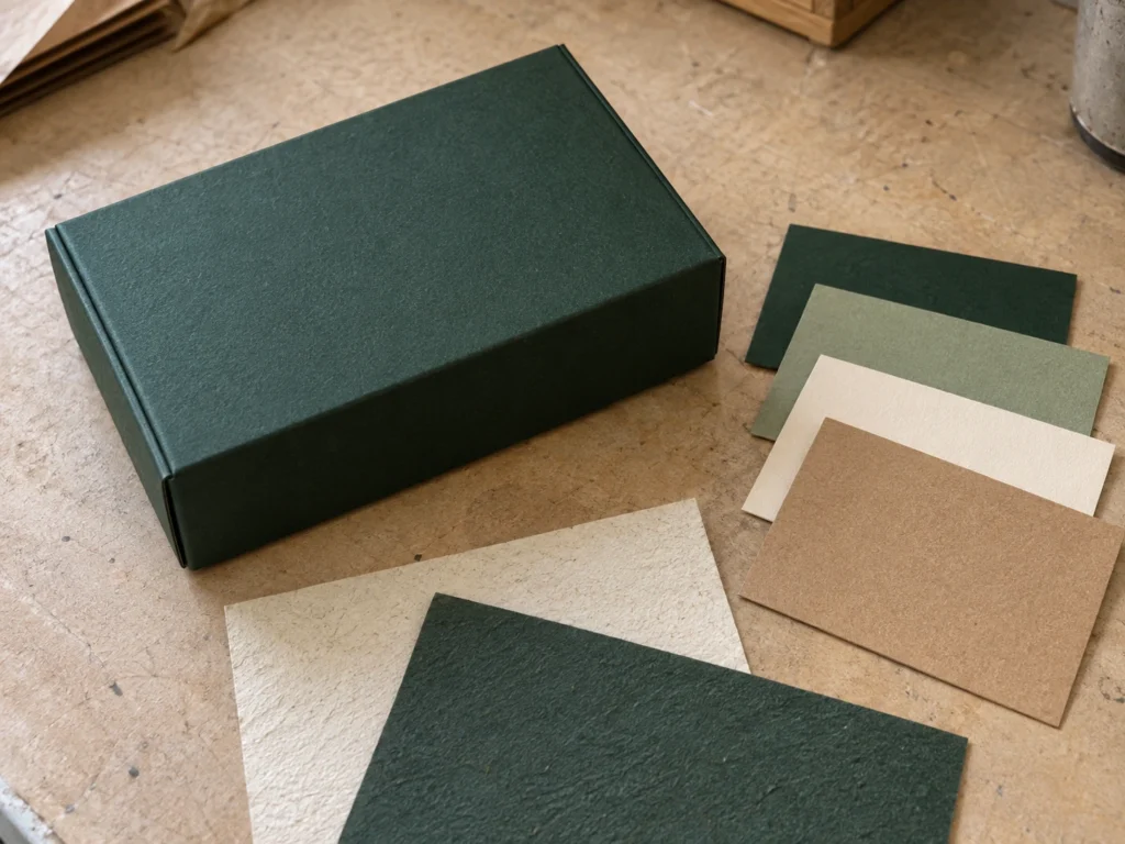 Packaging specification sheet with approved samples, dieline and material references