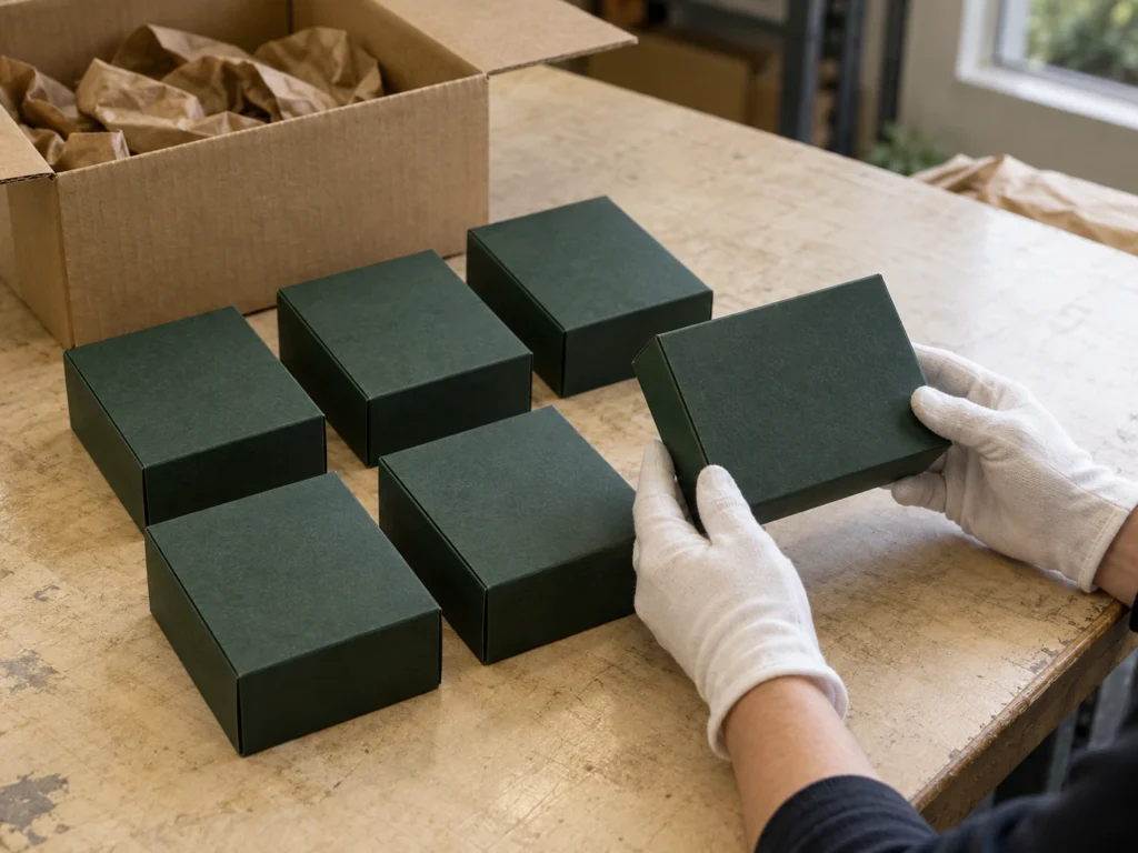 Finished custom packaging inspected before packing and shipment