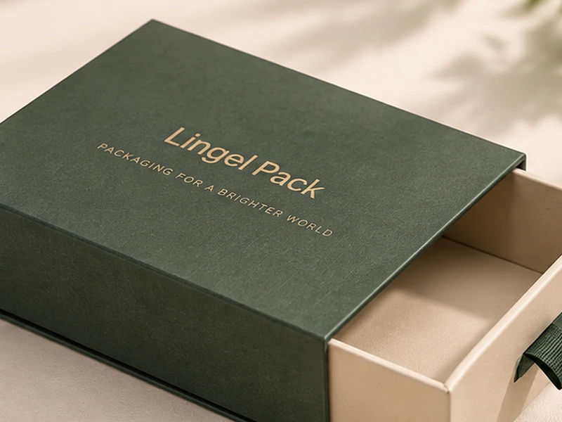 Custom drawer rigid box with pull-out tray and ribbon tab